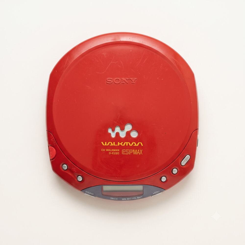 Vintage Sony CD Walkman D-E220 ESPMAX Portable Personal Audio Player Red Parts